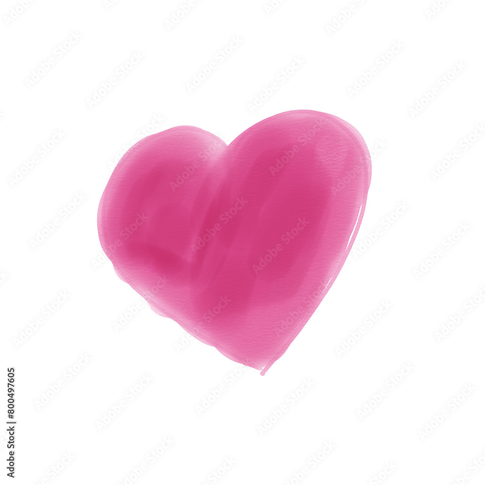 The heart is an illustration, a symbol of love.Watercolor pink heart.