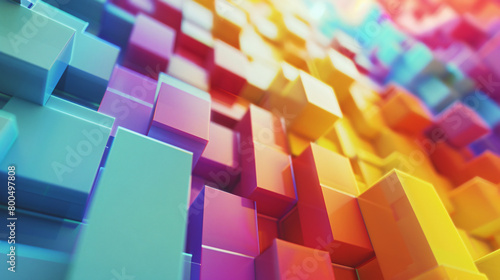 Rainbow of colourful blocks abstract background