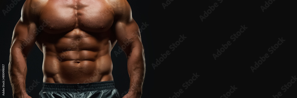 Fototapeta premium inflated torso of a sports man exercise
