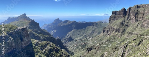 Panorama of the mountains of Parque Rural de Teno near Masca, Buenavista del Norte, Tenerife, Spain, March 2023 photo