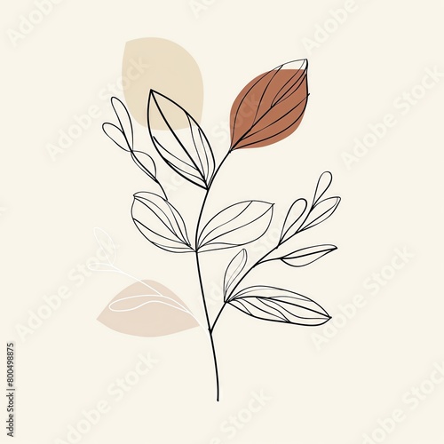 Line illustration of abstract minimalist leaves, elegantly curved, ideal for botanical themes or ecofriendly branding.