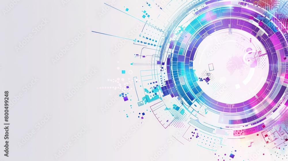 digital smart technology abstract wallpaper with simple and high-tech one-sided graphics on a white background