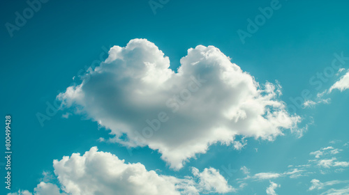 Azure sky showcasing a unique heart-shaped cloud formation, evoking feelings of love and romanticism photo