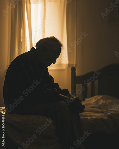A senior man suffering of depression