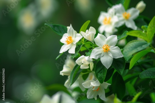 A bunch of white flowers with yellow centers