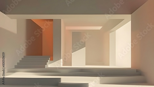 White Gradient Abstract Background Creating an Empty Room Illusion: D Rendering. Concept Abstract Background, Empty Room Illusion, White Gradient, 3D Rendering