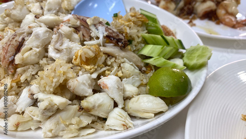 Michelin star Crab omelette from Nhong Rim Klong, eggs and crab fried rice photo
