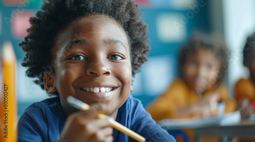 A Smiling Boy with Pencil