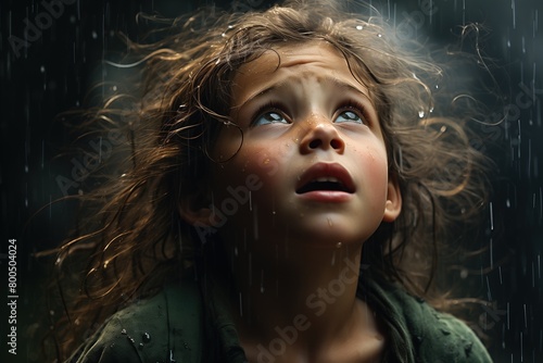 Little girl in the rain