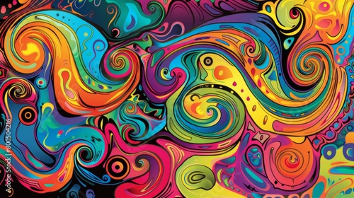 Vibrant Liquid Swirls: Abstract colorful background with circles, pattern, texture, and seamless design, resembling flowing water, paint, and fire in shades of blue, orange, and gold