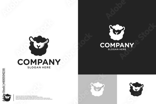 sheep logo, funny style, simple and adorable, logo design template. photo