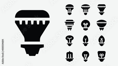 Led Lamp Lightbulb Solid Icons (ID: 800504684)