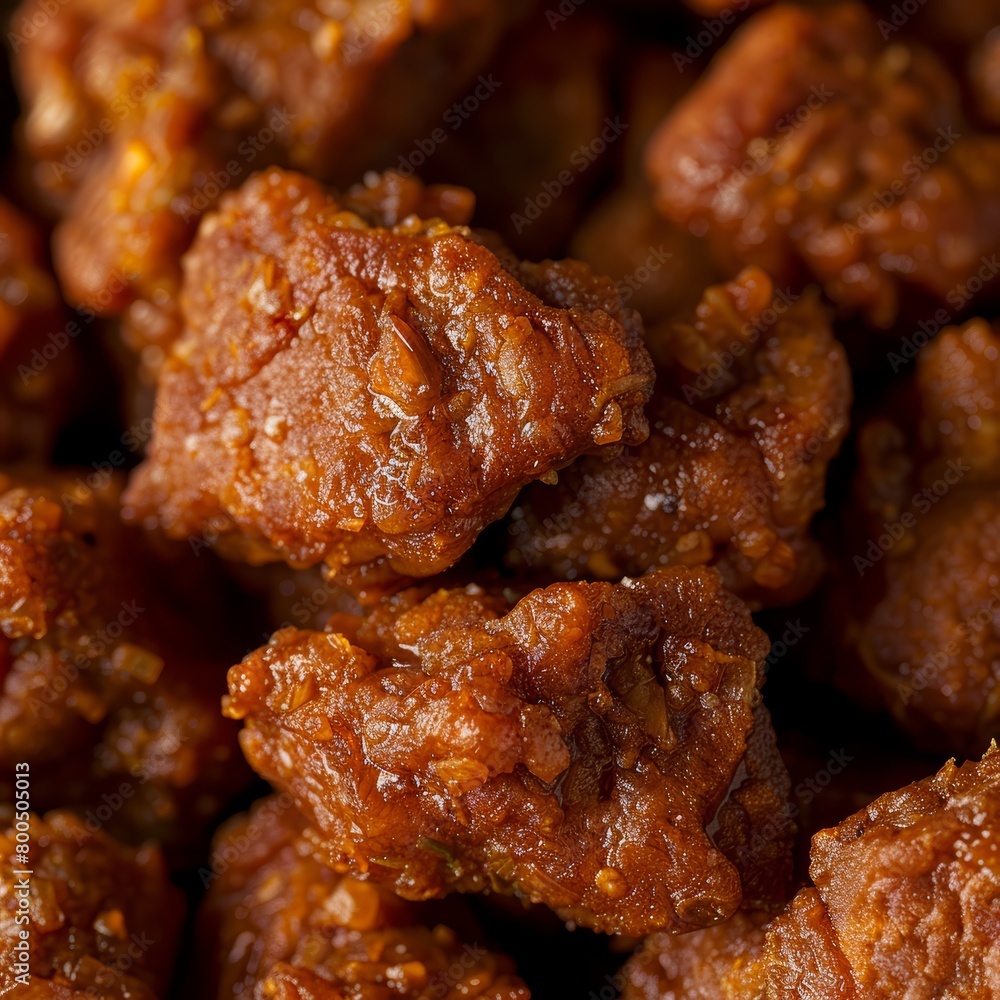 High-quality image capturing a delectable preparation of seitan, rich in flavor and texture, featured in a close-up against an isolated background High-quality image capturing a delectable preparation of seitan, rich in flavor and texture, featured in a close-up against an isolated background