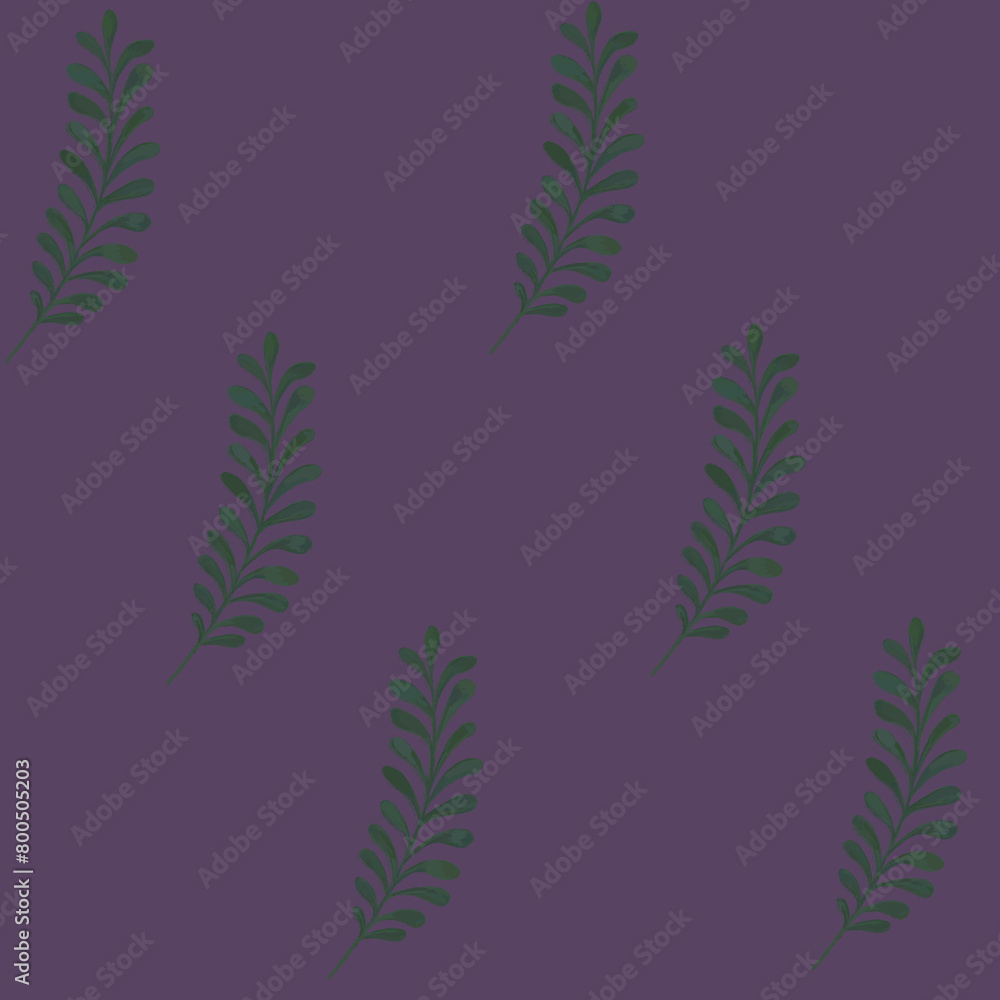 Floral seamless forest pattern on a purple background for fabric and print design.