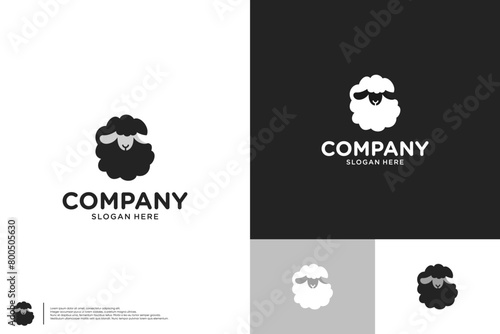 sheep logo in silhouette style, cute and friendly, logo design inspiration.