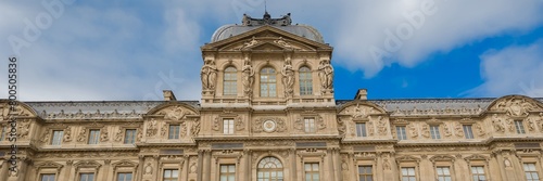 Elegant 19th-century European architecture with intricate sculptures and a clear blue sky, ideal for travel and cultural heritage themes, 14 april 2024, Paris, France