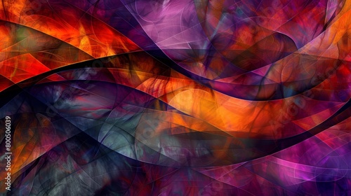  A multicolored abstract painting with wavy lines and curves in the bottom half