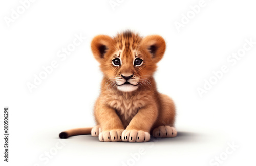 Cartoon baby lion on white background. can be used for stickers, children's books, wallpaper