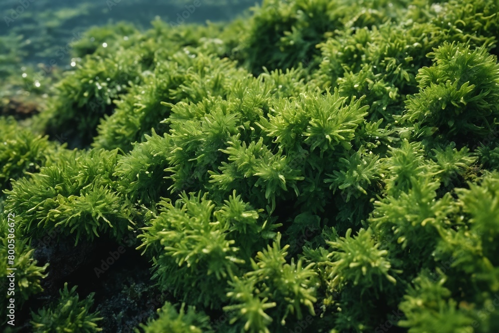 Fototapeta premium Textured Greens: A Study of Dense Moss and Dew