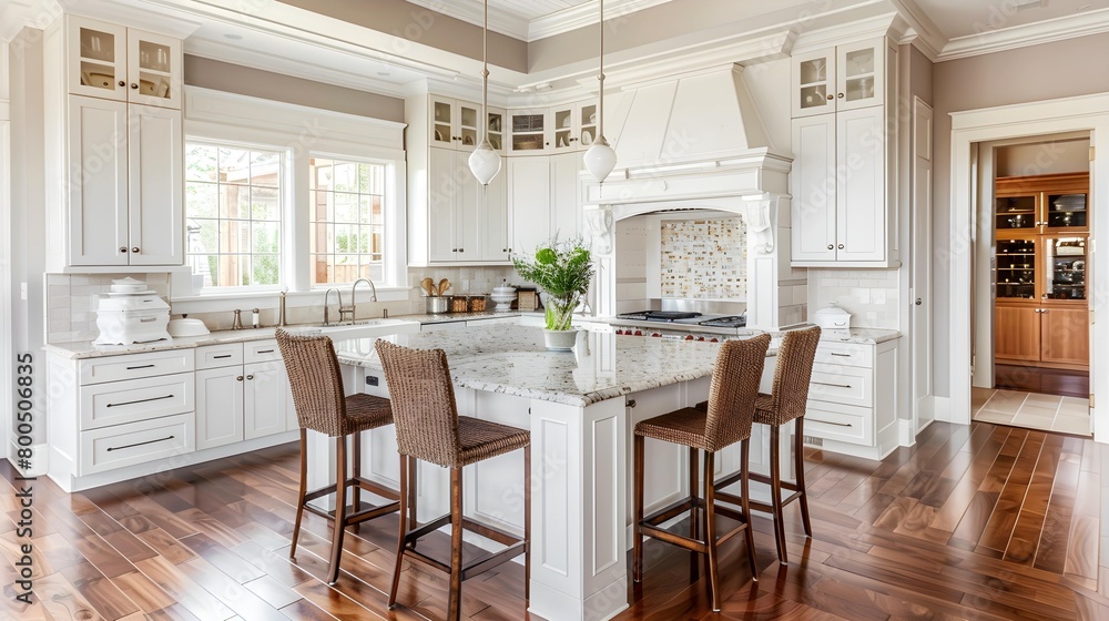 Amazing Luxury Kitchen Interior in white with wooden floor and kitchen island Amazing Luxury Kitchen Interior in white with wooden floor and kitchen island