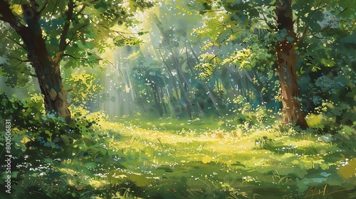 Paint a serene forest scene