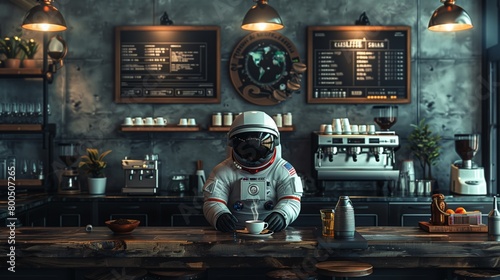 astronaut in a coffee shop .Generative AI