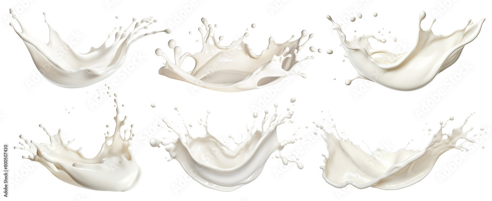Fototapeta premium Set of milk or cream splashes, cut out