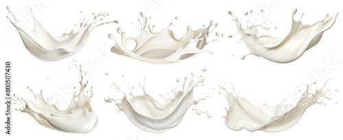Set of milk or cream splashes, cut out photo