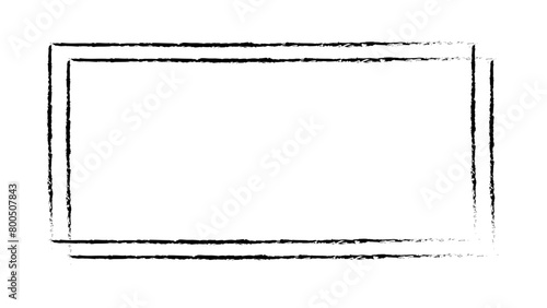 Black grunge rectangle empty frame isolated on transparent or white background, vector illustration.
