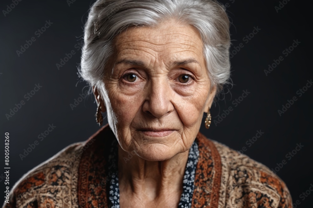 Casual Comfort: Senior Person Relaxing in Patterned Garment Casual Comfort: Senior Person Relaxing in Patterned Garment