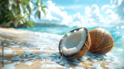 Coconut on a tropical beach