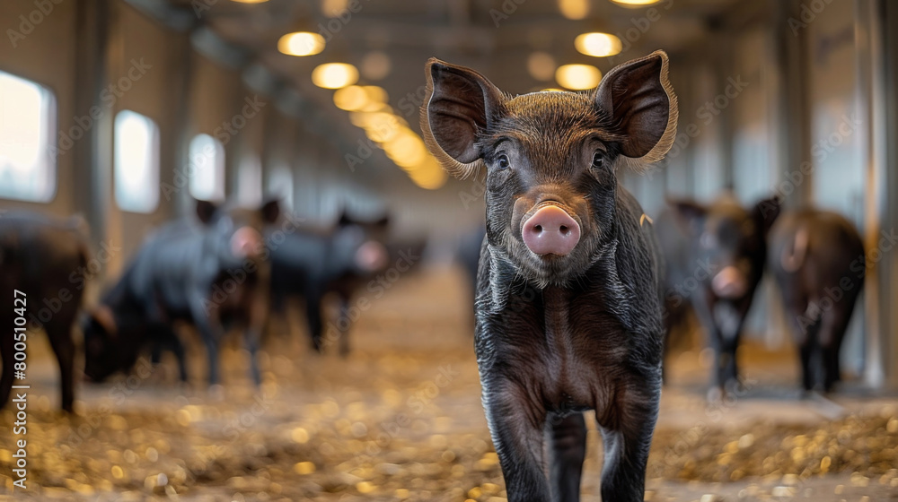 Small Pig Standing in Barn