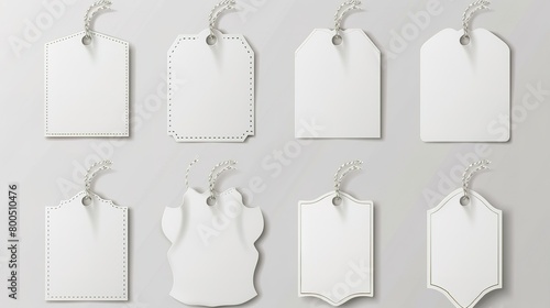 Variety of empty white labels with line on neutral background