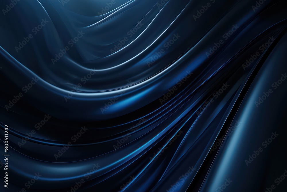 Fototapeta premium dark blue abstract illustrated wallpaper with moving smoothed lines and amazing depth and light