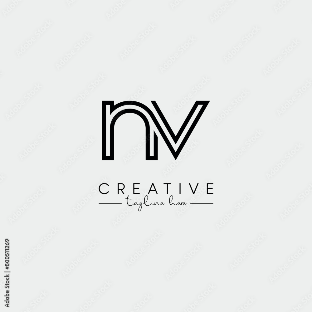 Abstract Unique Letter NV VN Initial Based Stylish Line Logo Design Vector. Abstract Unique Letter NV VN Initial Based Stylish Line Logo Design Vector.