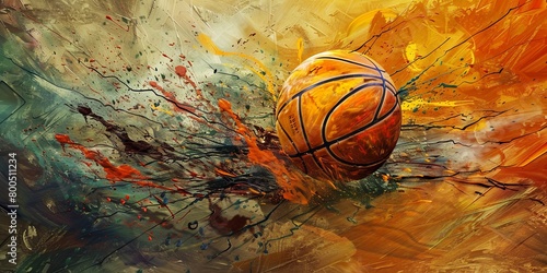 Dynamic Basketball Slam Dunk in Action Painting  © mshynkarchuk