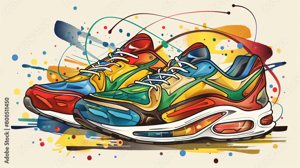 Sports shoe pair design illustration