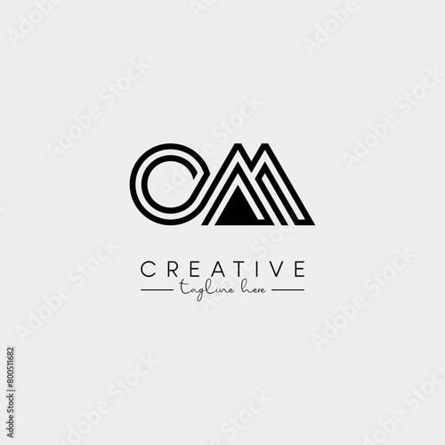 Abstract Unique Letter OM MO Initial Based Stylish Line Logo Design Vector.