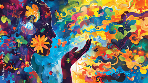 Bright, neurodivergence, autism, creativity concept illustration