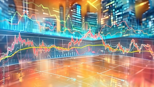Bright graphs showing stock market changes visualizing market trends and fluctuations . Concept Stock Market Trends, Data Visualization, Financial Analysis, Market Fluctuations