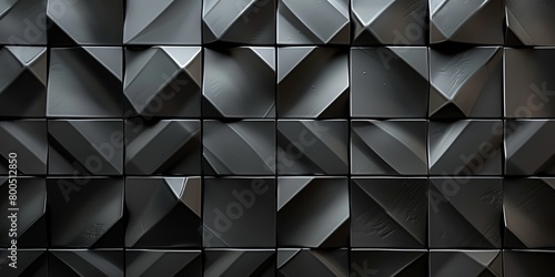 Polished Tiles arranged to create a Futuristic wall. Black, 3D Background formed from Diamond Shaped blocks.