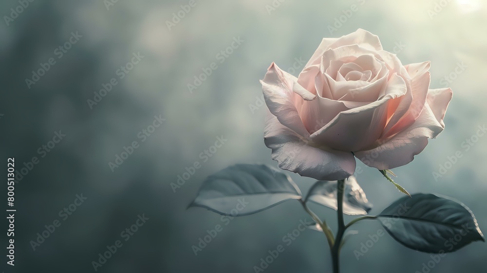 Fototapeta premium Romantic Essence Single Rose Silhouette - Elegant Valentine's Day Symbol of Love