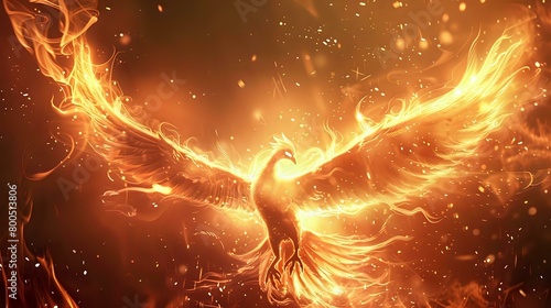 Fiery Phoenix Bird: Rising from Flames, Rebirth from Ashes - Flaming Phoenix