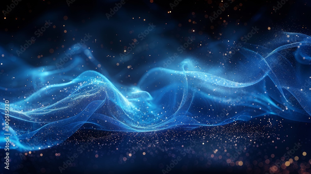 Glowing blue wavy abstract on a dark background Glowing blue wavy abstract on a dark background