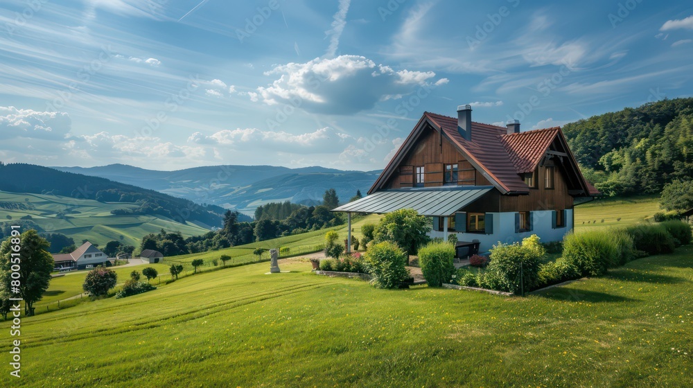 sustainable house, isolated in harmony with nature sustainable house, isolated in harmony with nature