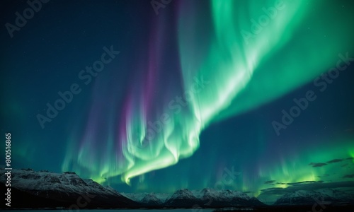 Aurora borealis  northern lights over mountains in winter  Iceland