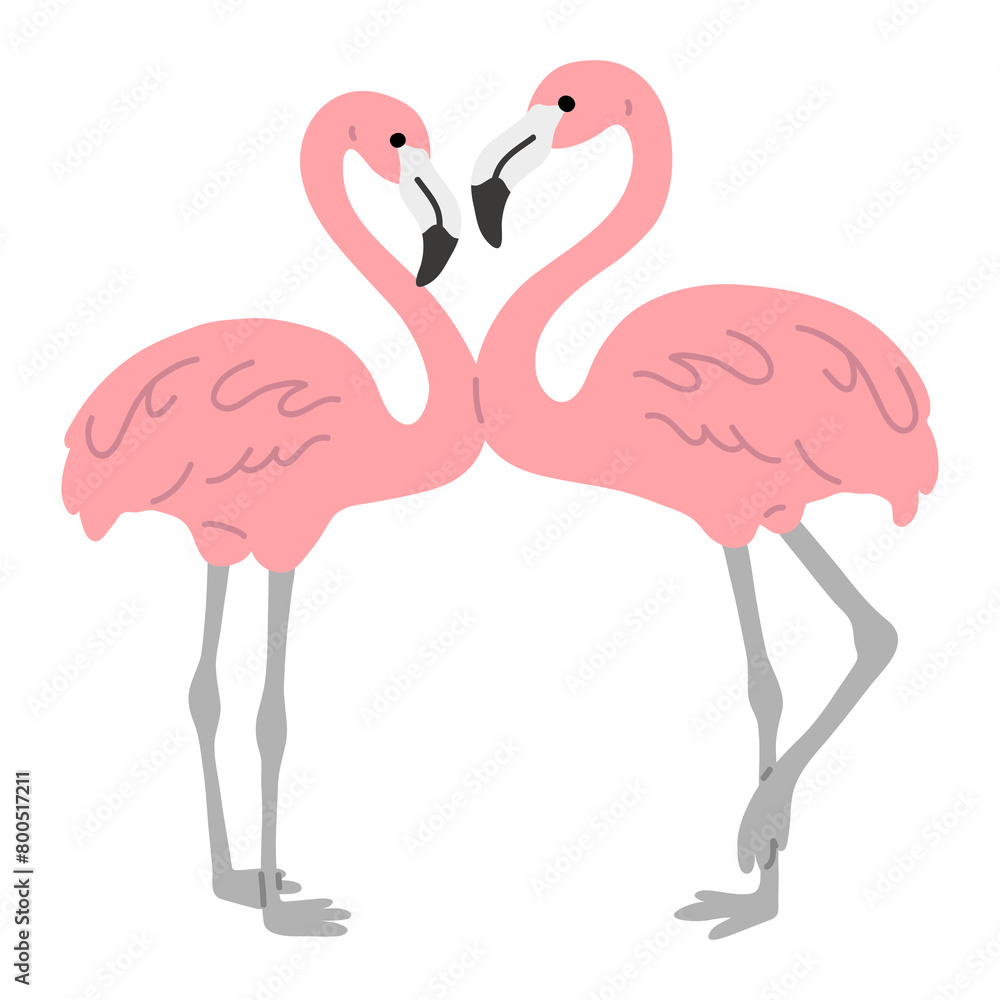 Fototapeta premium Vector illustration cute cartoon doodle flamingo couple for greeting card,sticker,icon
