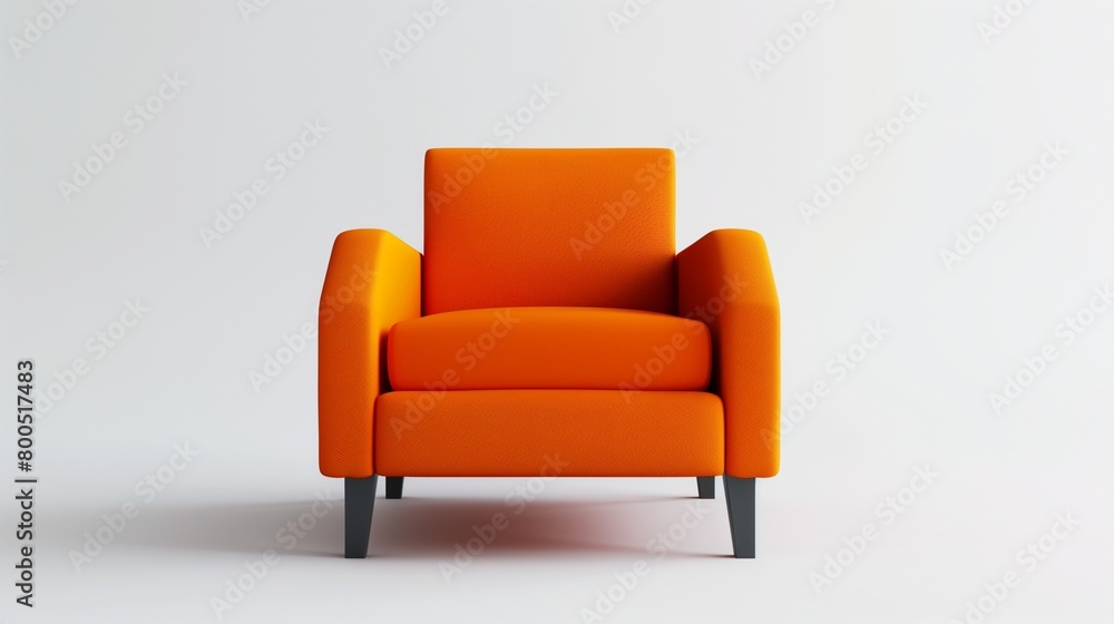 A sleek orange modern chair, simple and elegant, standing alone against a pure white background. A sleek orange modern chair, simple and elegant, standing alone against a pure white background.