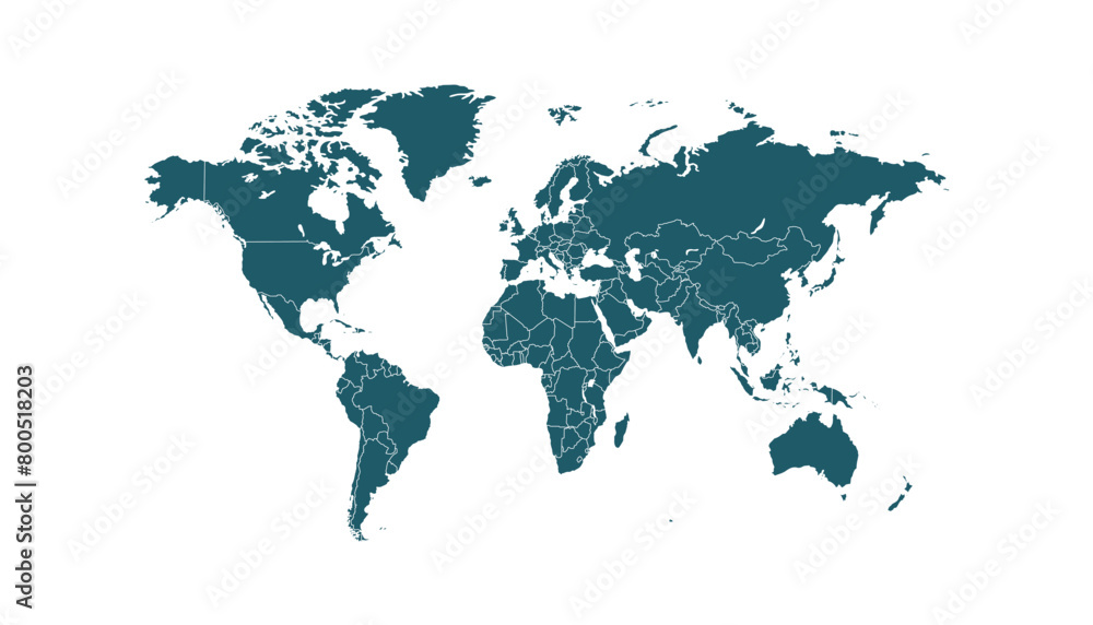 World map. Modern color vector map. Silhouette map.	
