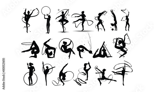 Rhythmic gymnastics Vector bundle, Baby Penguin Clipart, Silhouette, Vector, icons, illustration, design